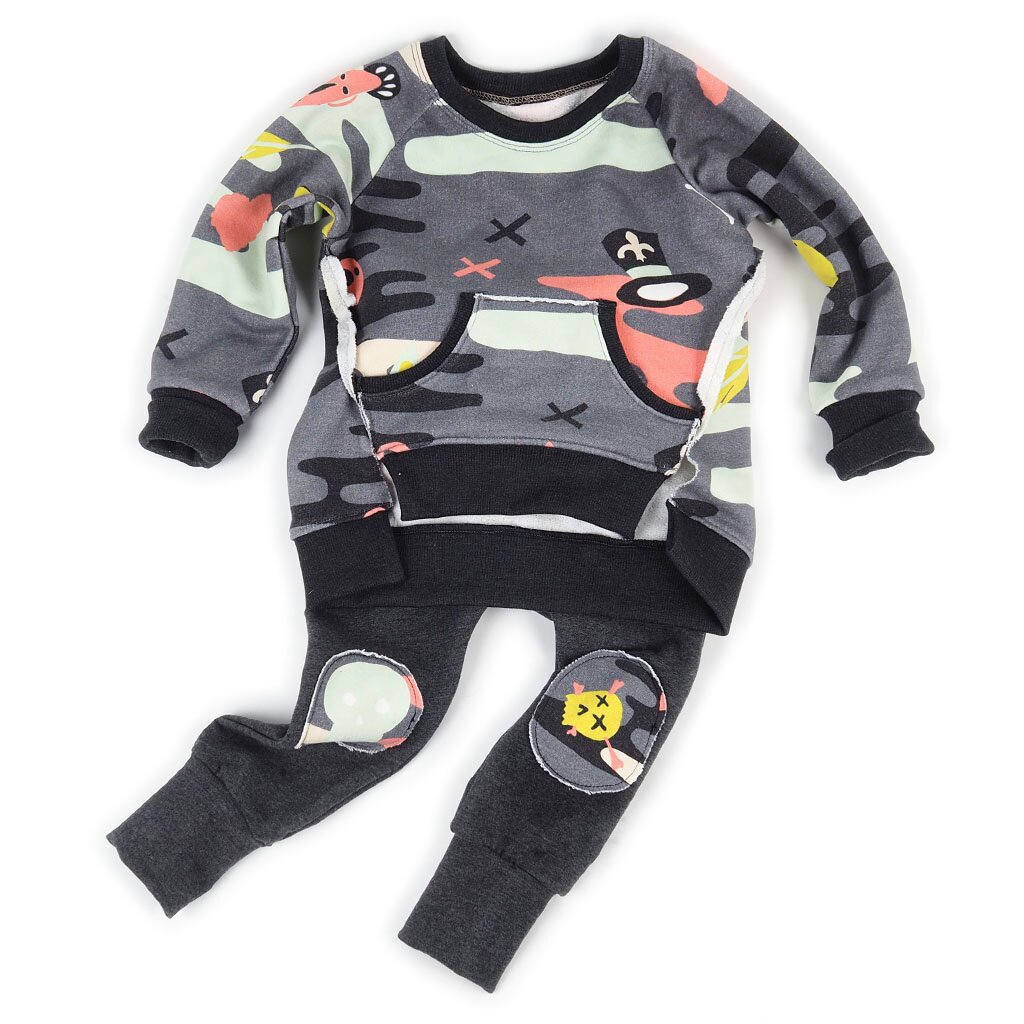 raglan sweatshirt and track pants outfit